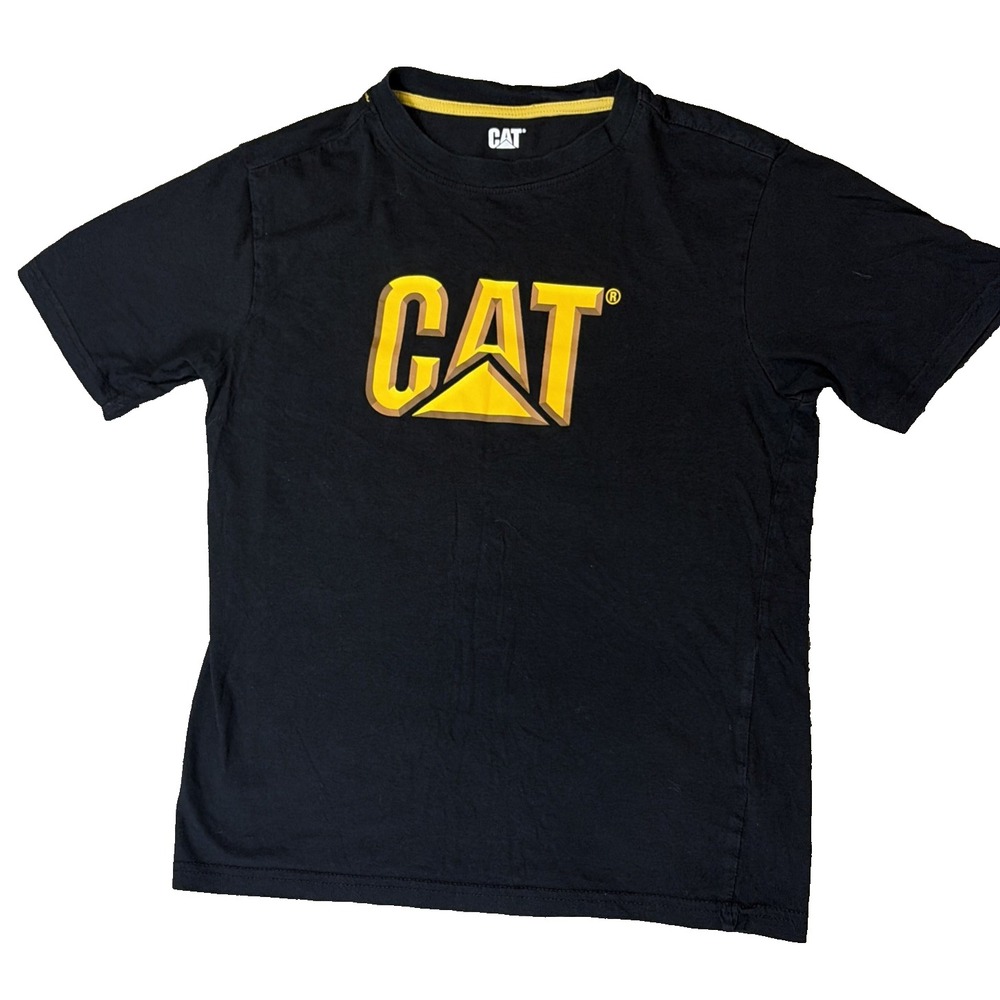 CAT Logo Black Short Sleeve Crew Neck Cotton T-Shirt S/P Men's